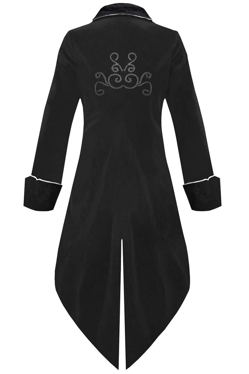 SIAEAMRG Medieval Steampunk Tailcoat Halloween Costumes for Men, Renaissance Pirate Vampire Gothic Jackets Vintage Warlock Frock Coat (L, Black) - Image 2
